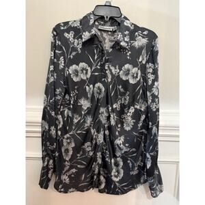 Farinaz Taghavi Blouse Top Floral 100% Silk Old Money Quiet Luxury Designer Sz10